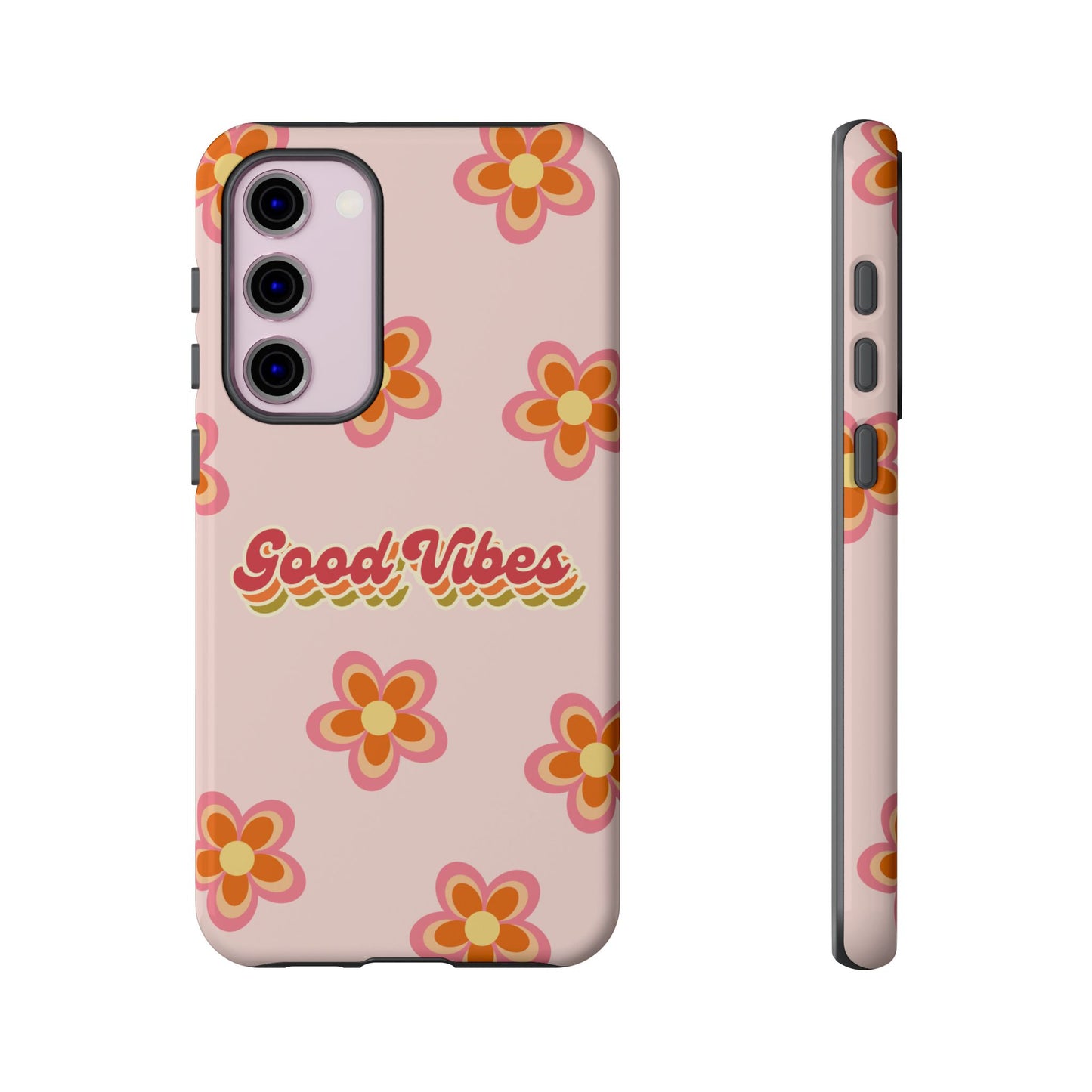 Retro Floral "Good Vibes" Phone Case – Vintage Aesthetic for iPhone, Samsung & Google Pixel