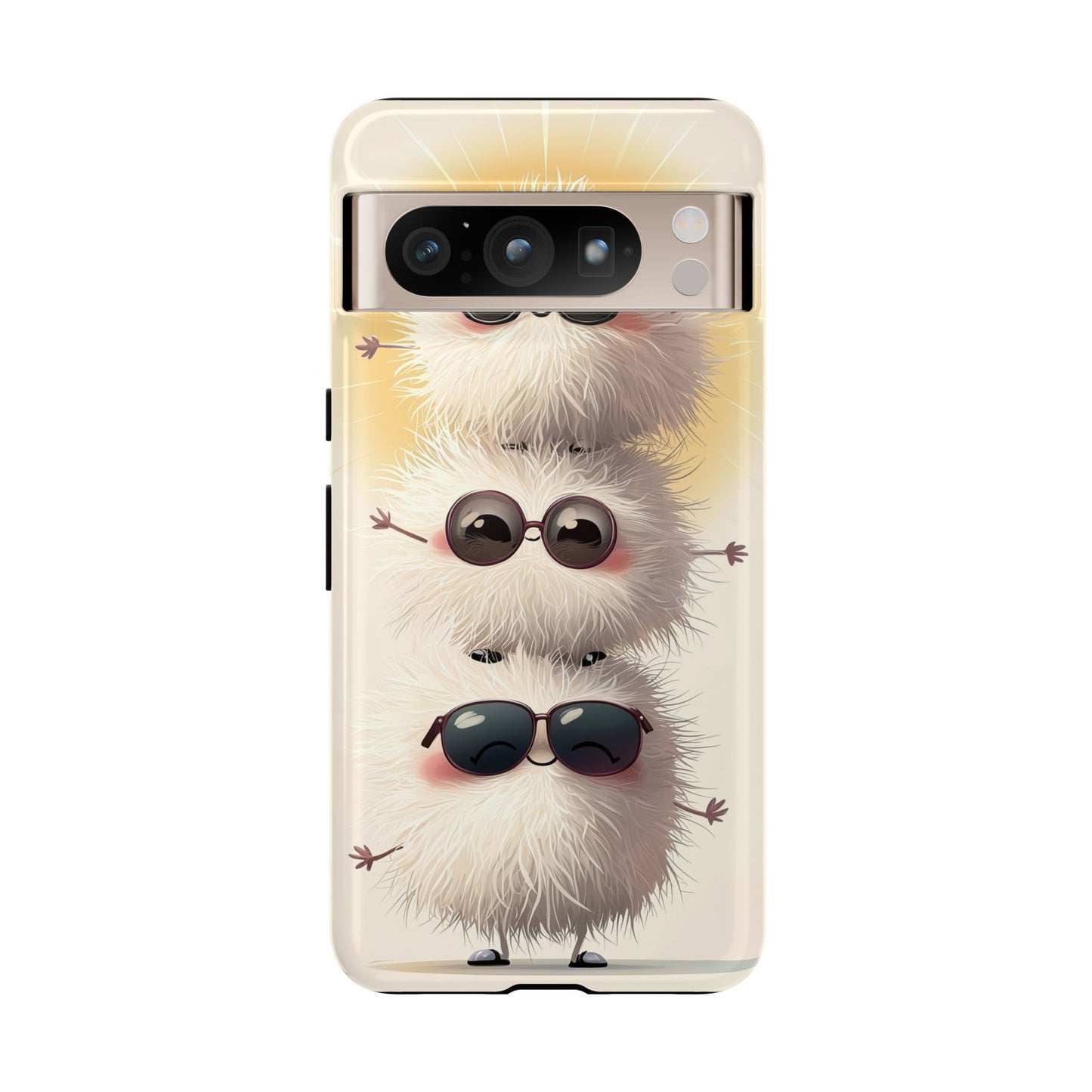 Stacked Fluff Squad Phone Case – Kawaii Anime Creatures with Sunglasses, iPhone, Samsung & Google Pixel Case
