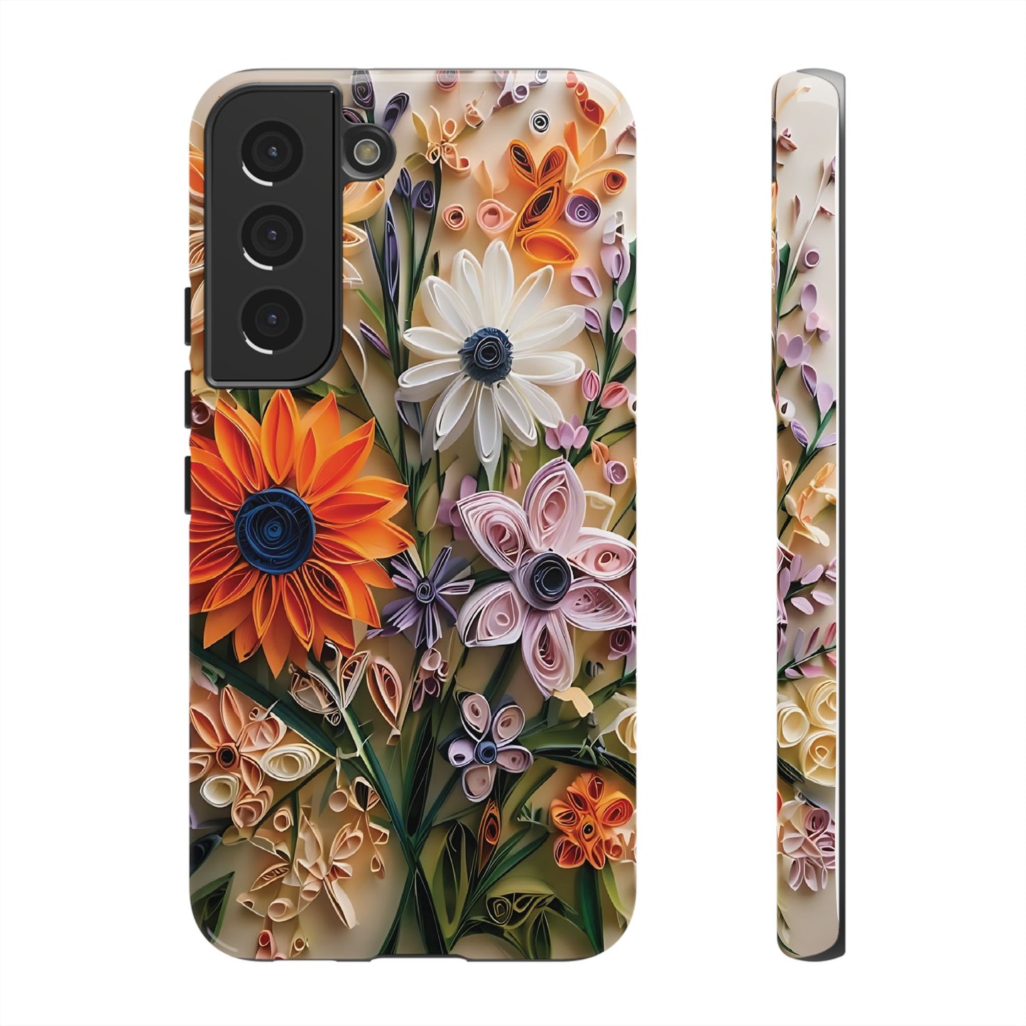 Intricate Quilled Floral Artwork In Vibrant Colors phone case design.