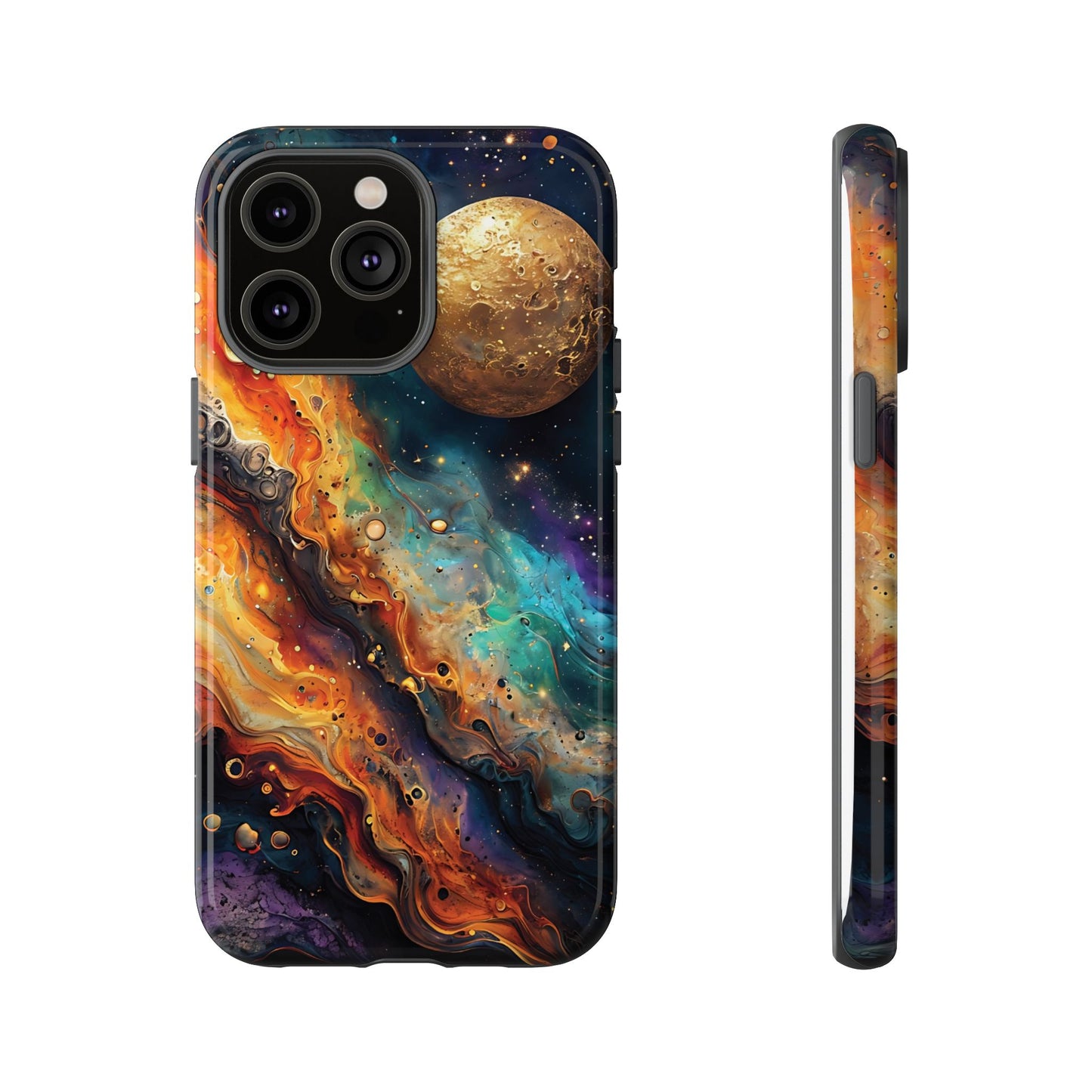 Cosmic Abstract Artwork With Dynamic Swirling Fluid Patterns phone case design.