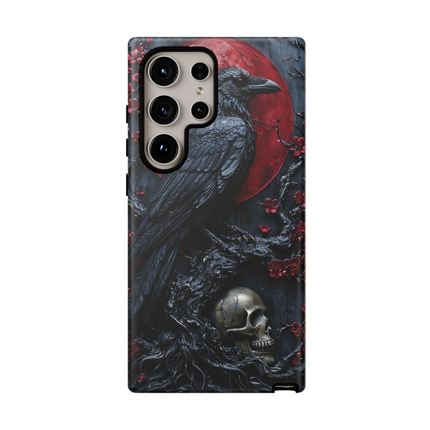 Gothic Sculpture Of Raven On Charcoal Tree Branch phone case design