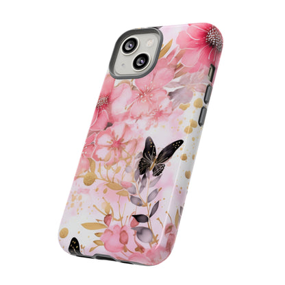Pink Blossom & Gold Butterfly Mobile Case