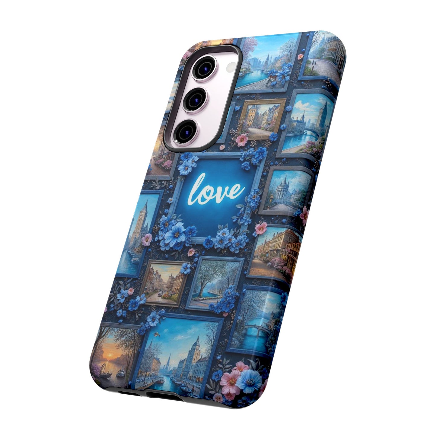 Blue Floral Love Frame Phone Case