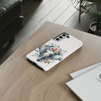 Floral Crown Elephant Mobile Cover – Elegant Watercolor Art