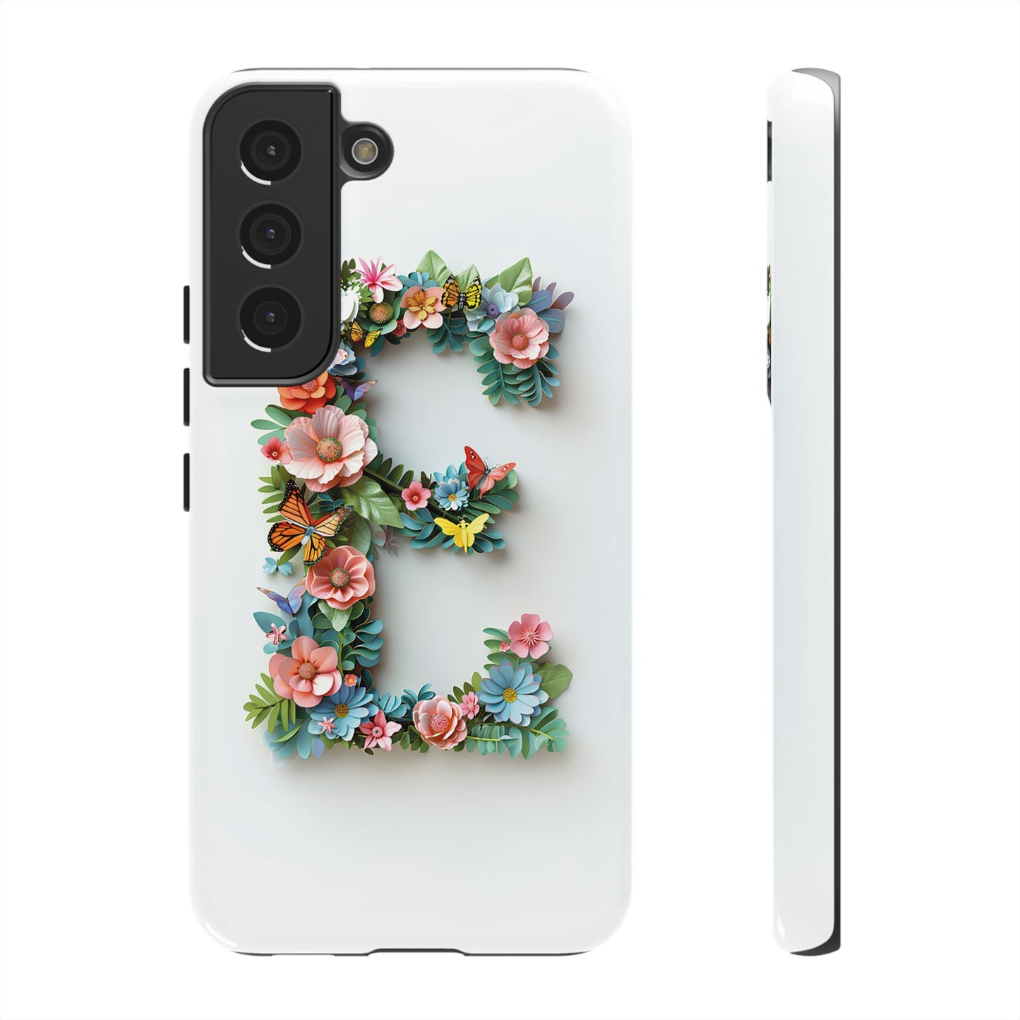 Floral Letter E Phone Case – Personalized Aesthetic Cover for iPhone, Samsung & Google Pixel