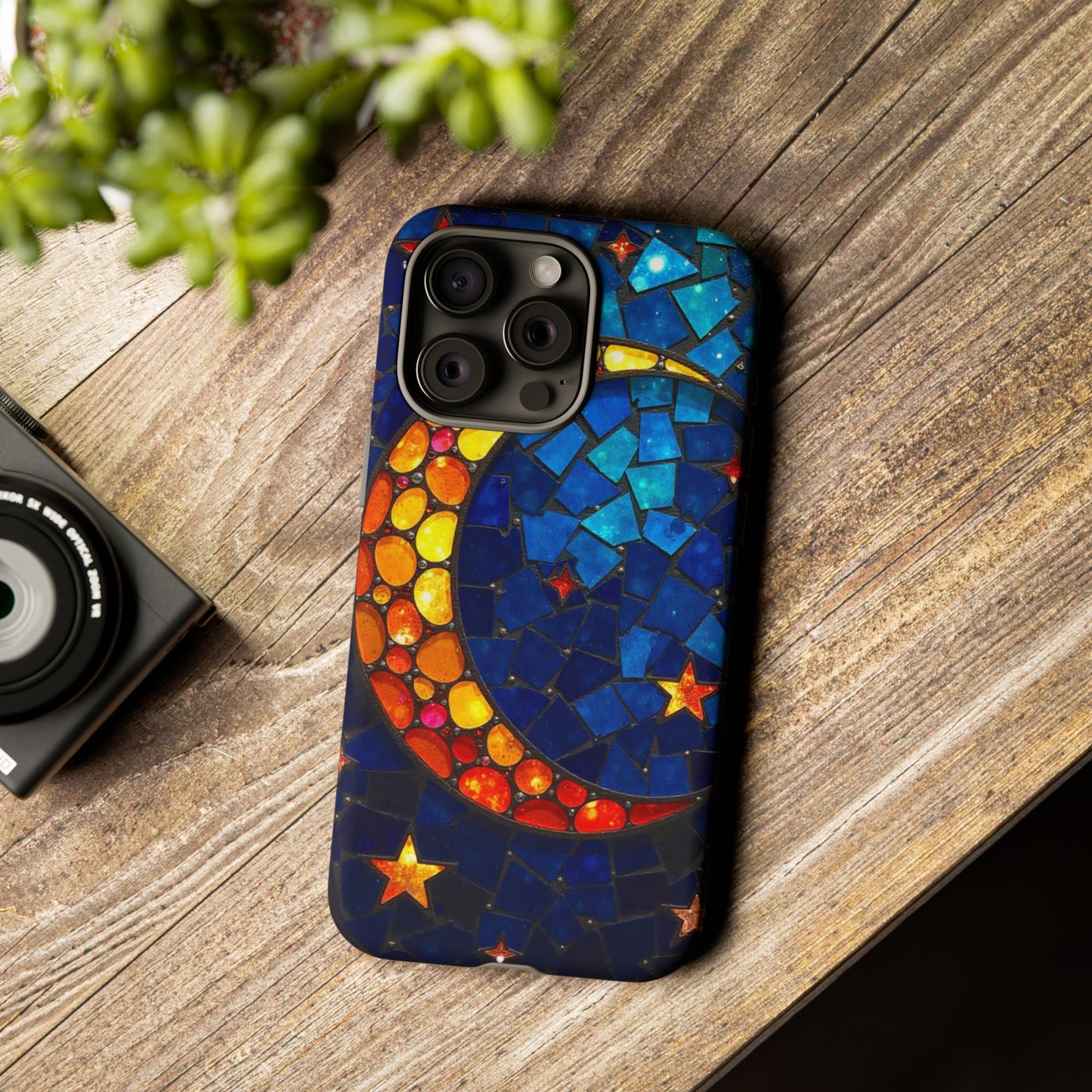 Lunar Glow: Vibrant Moon and Starry Night