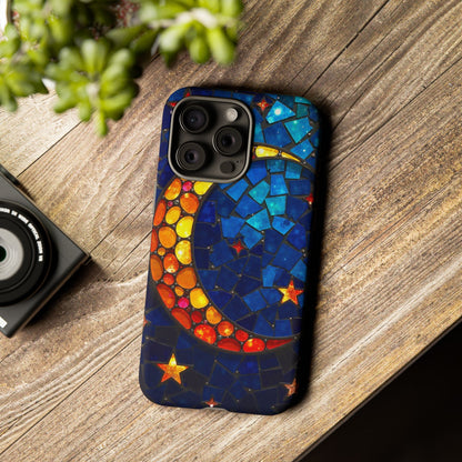 Lunar Glow: Vibrant Moon and Starry Night