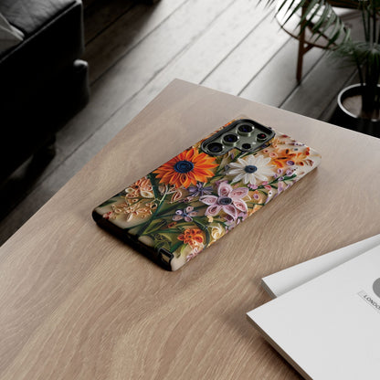 Intricate Quilled Floral Artwork In Vibrant Colors phone case design.