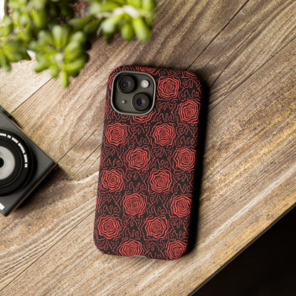 Red roses abstract geometric seamless pattern design