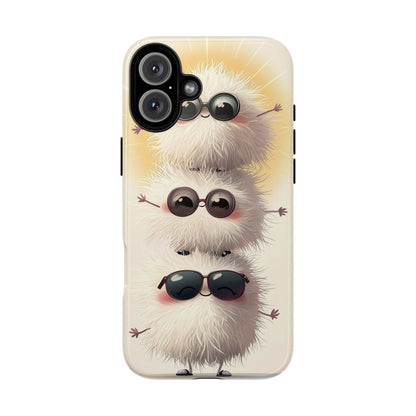 Stacked Fluff Squad Phone Case – Kawaii Anime Creatures with Sunglasses, iPhone, Samsung & Google Pixel Case