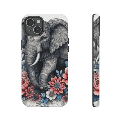 Mandala Elephant Mobile Cover – Elegant Black & White Floral Art