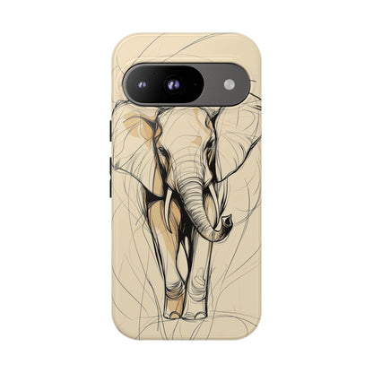 Majestic March: Dynamic Elephant Line Art  Phone Case for iPhone, Samsung & Pixel