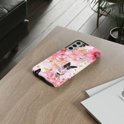 Pink Blossom & Gold Butterfly Mobile Case