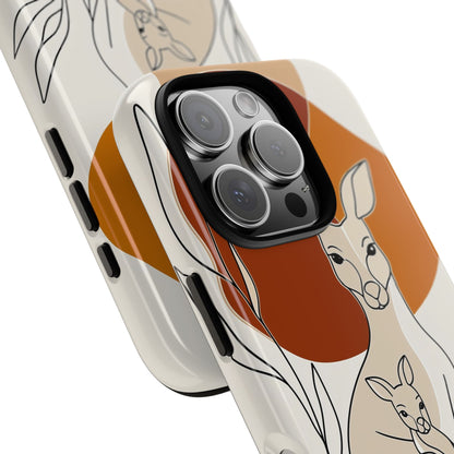 Outback Love: Kangaroo & Joey Line Art Phone Case for iPhone, Samsung & Pixel