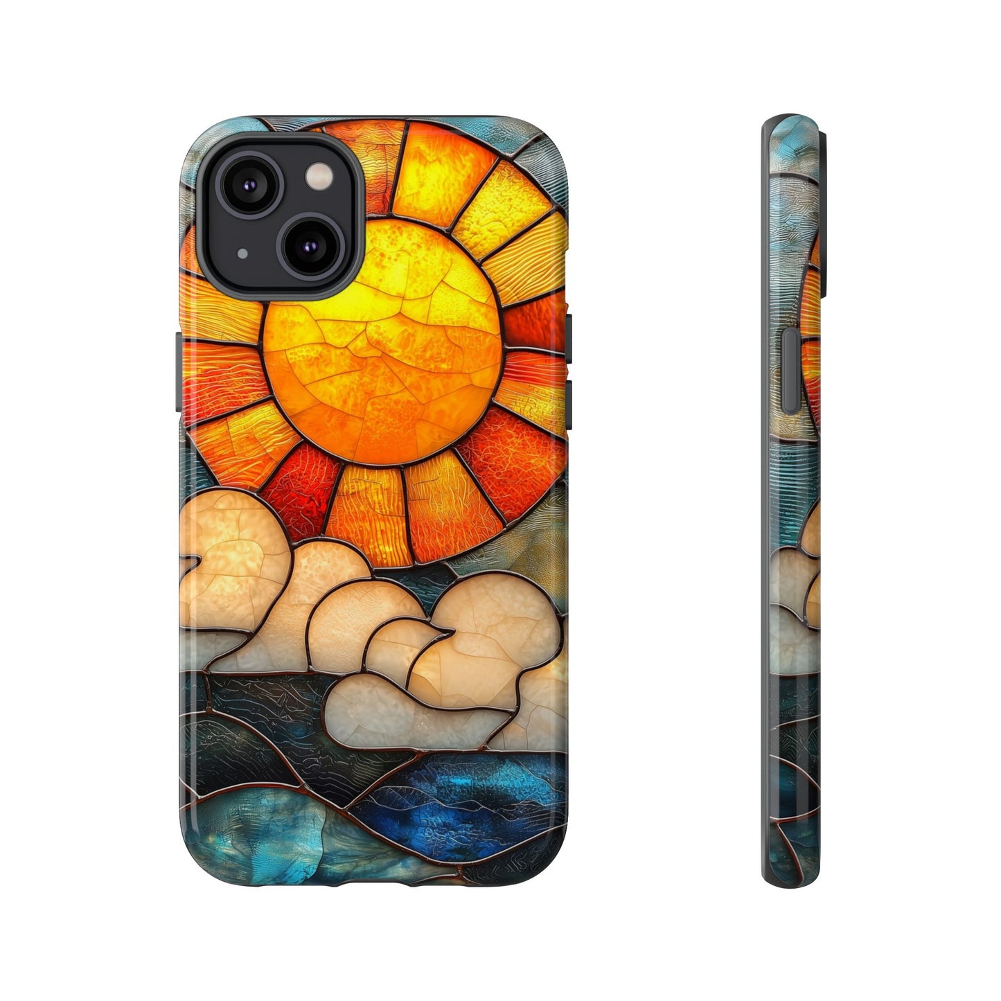 Modern Stained Glass Phone Case – Warm Tones & Abstract Landscape for iPhone, Samsung & Pixel