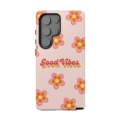 Retro Floral "Good Vibes" Phone Case – Vintage Aesthetic for iPhone, Samsung & Google Pixel
