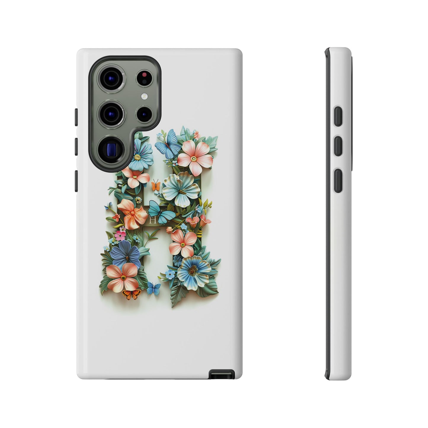 Floral Letter H Phone Case – Personalized Aesthetic Cover for iPhone, Samsung & Google Pixel