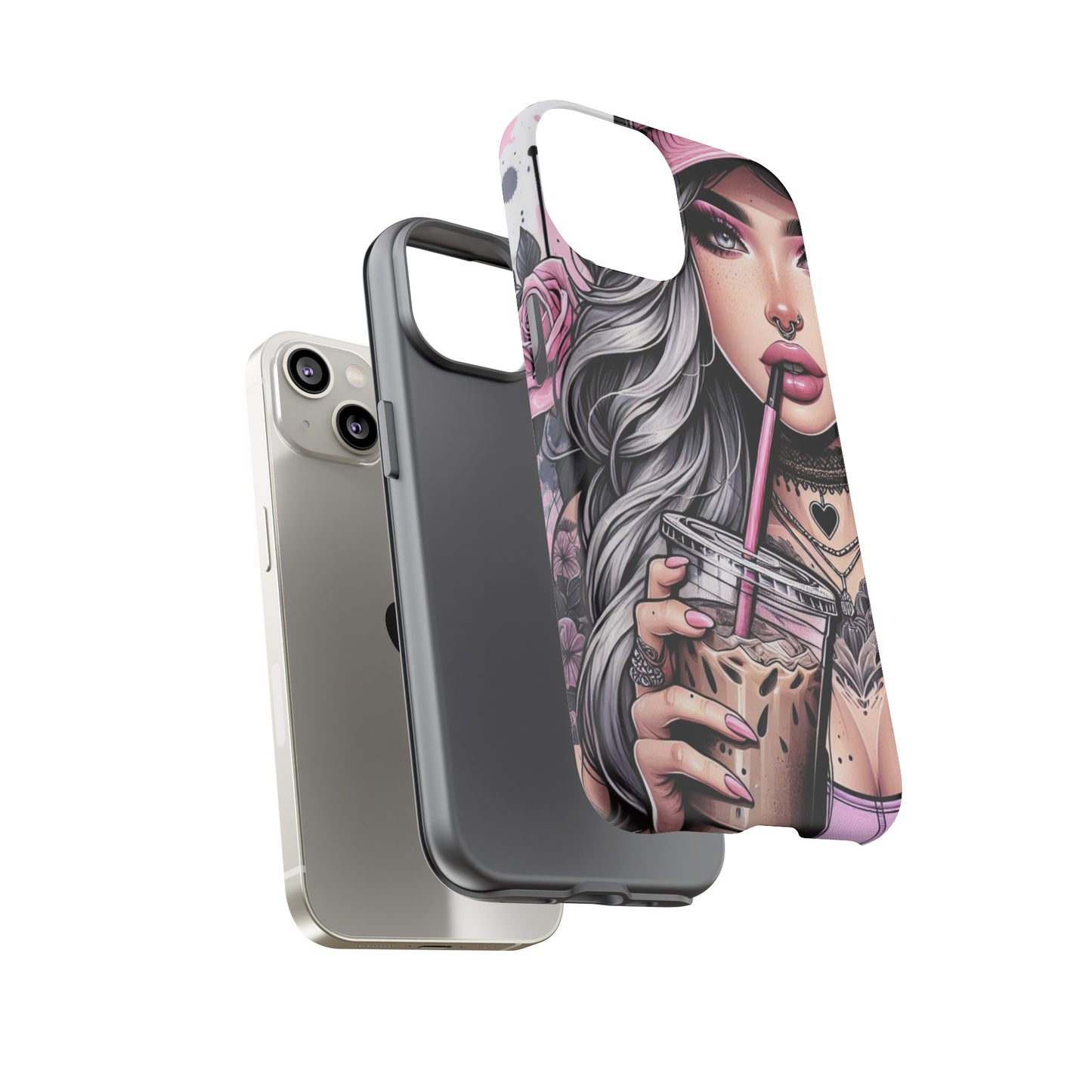 Pink Aesthetic Rebel – Iced Coffee & Inked Beauty Mobile Cover