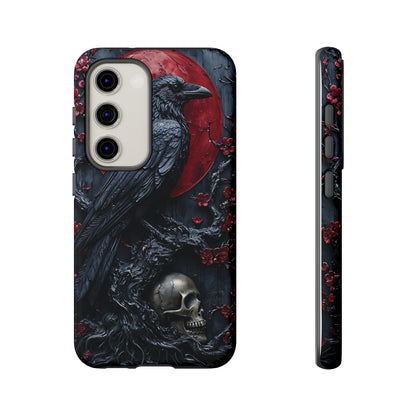 Gothic Sculpture Of Raven On Charcoal Tree Branch phone case design