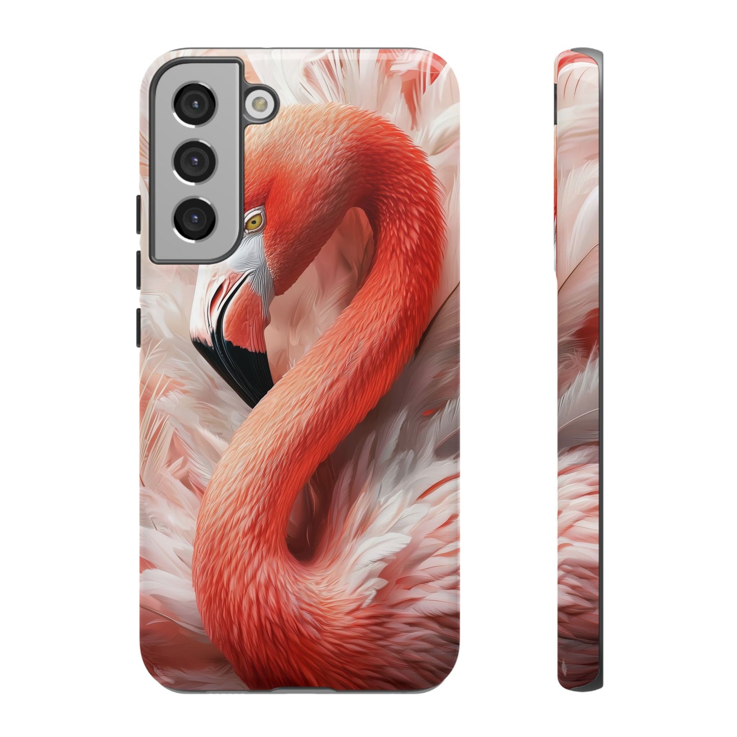 Elegant Flamingo Feather Phone Case for iPhone, Samsung & Google Pixel