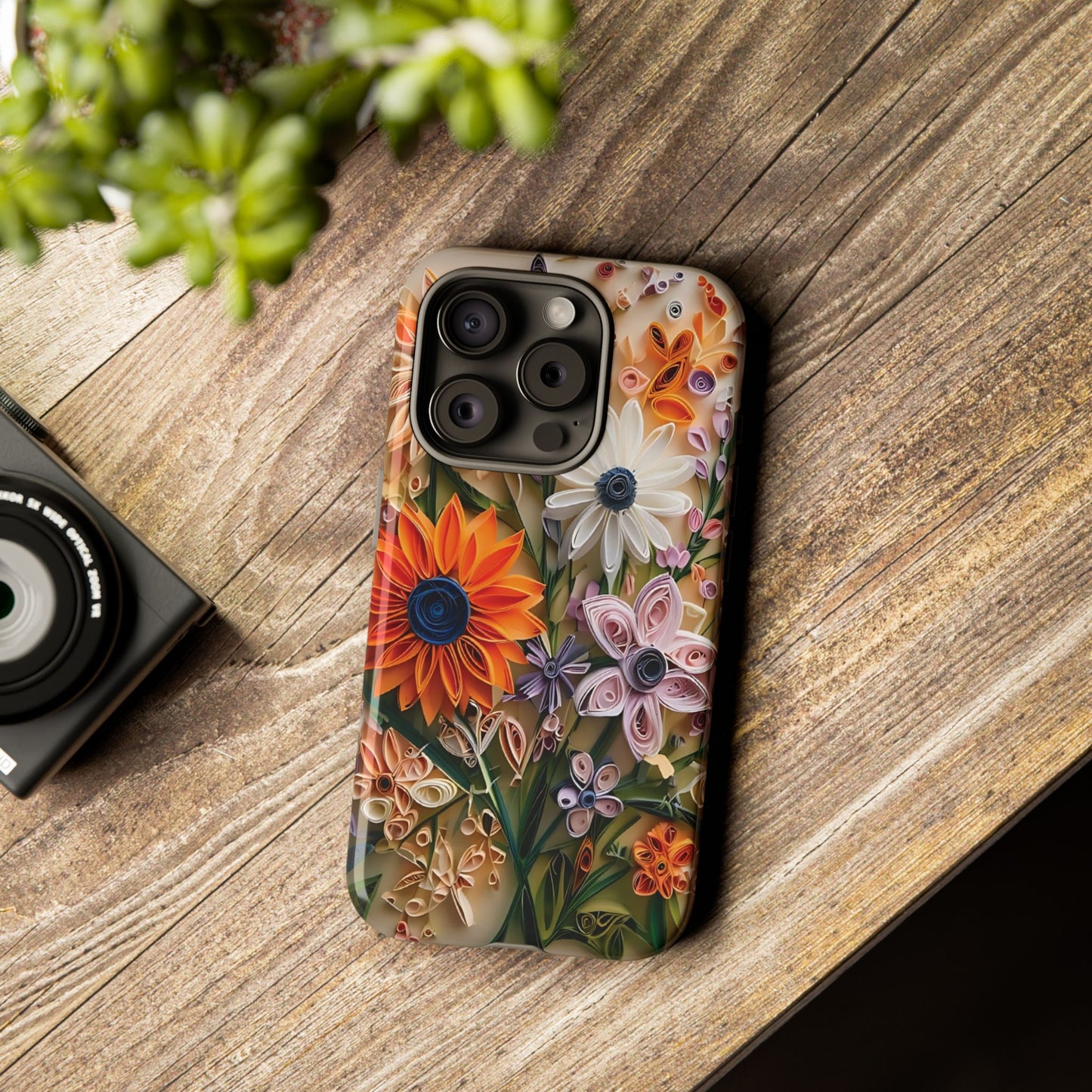 Intricate Quilled Floral Artwork In Vibrant Colors phone case design.