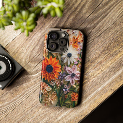 Intricate Quilled Floral Artwork In Vibrant Colors phone case design.