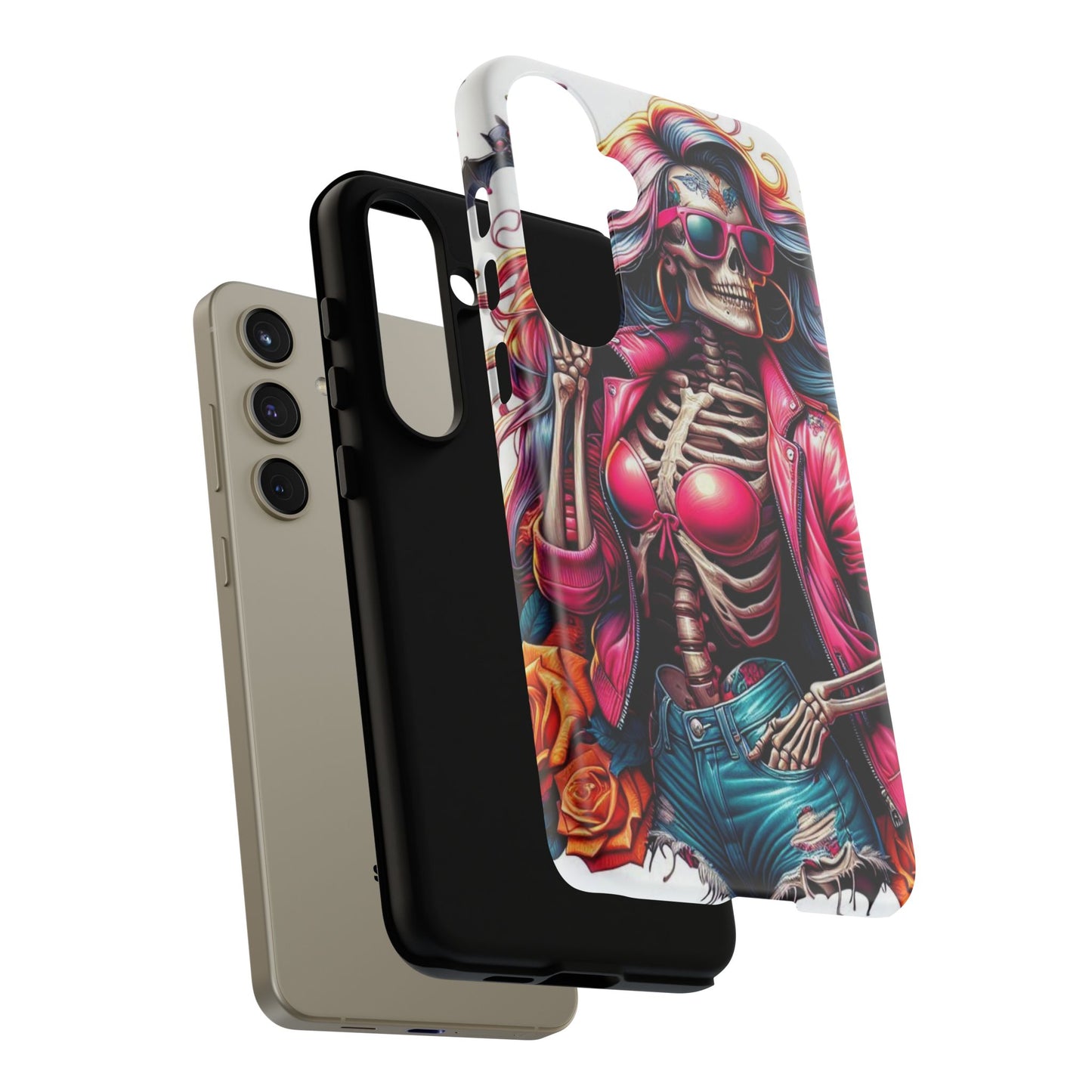 Neon Bones – Retro Skeleton & Vibrant Punk Aesthetic Mobile Cover