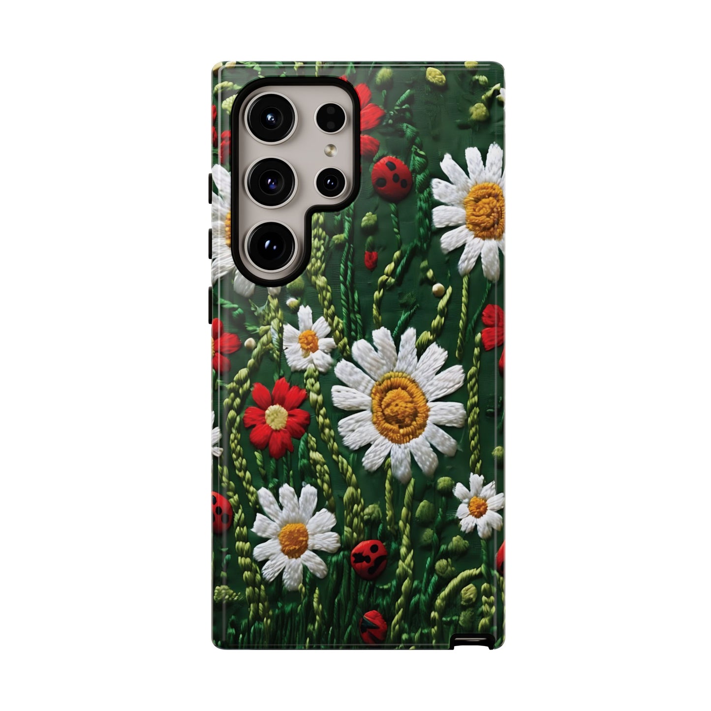 Knitted Pattern With Diamonds And Festive Motifs On Navy phone case design.
