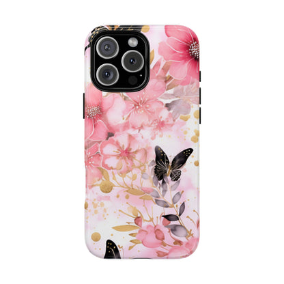 Pink Blossom & Gold Butterfly Mobile Case
