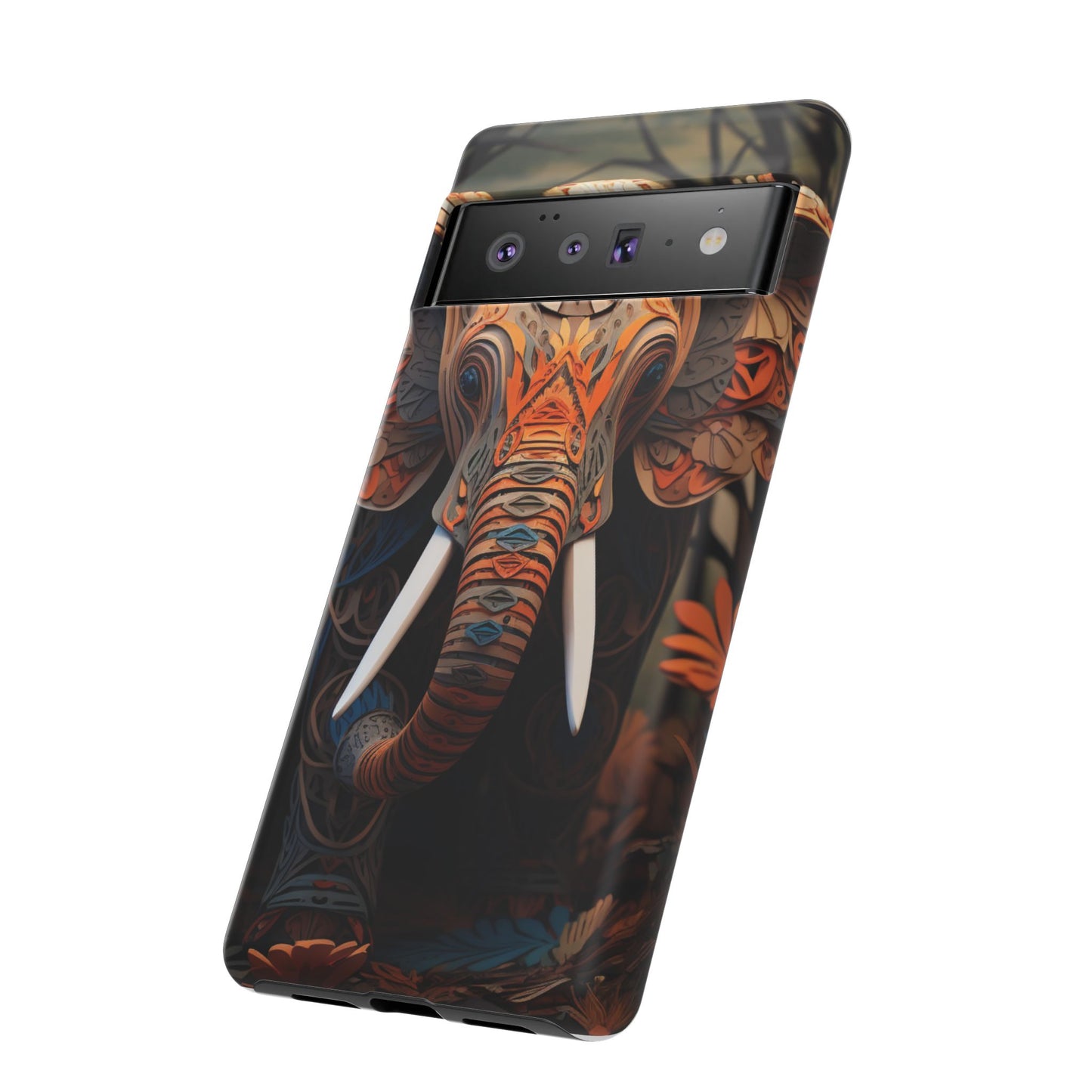 Elegant Artistic Elephant Mobile Cover – Intricate Paper-Cut Design