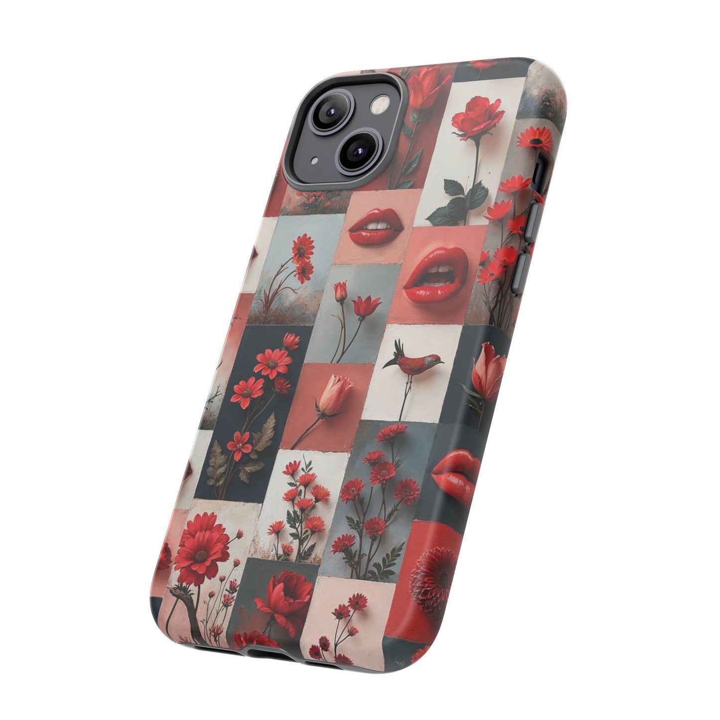 Red Flowers & Lips Collage Phone Case