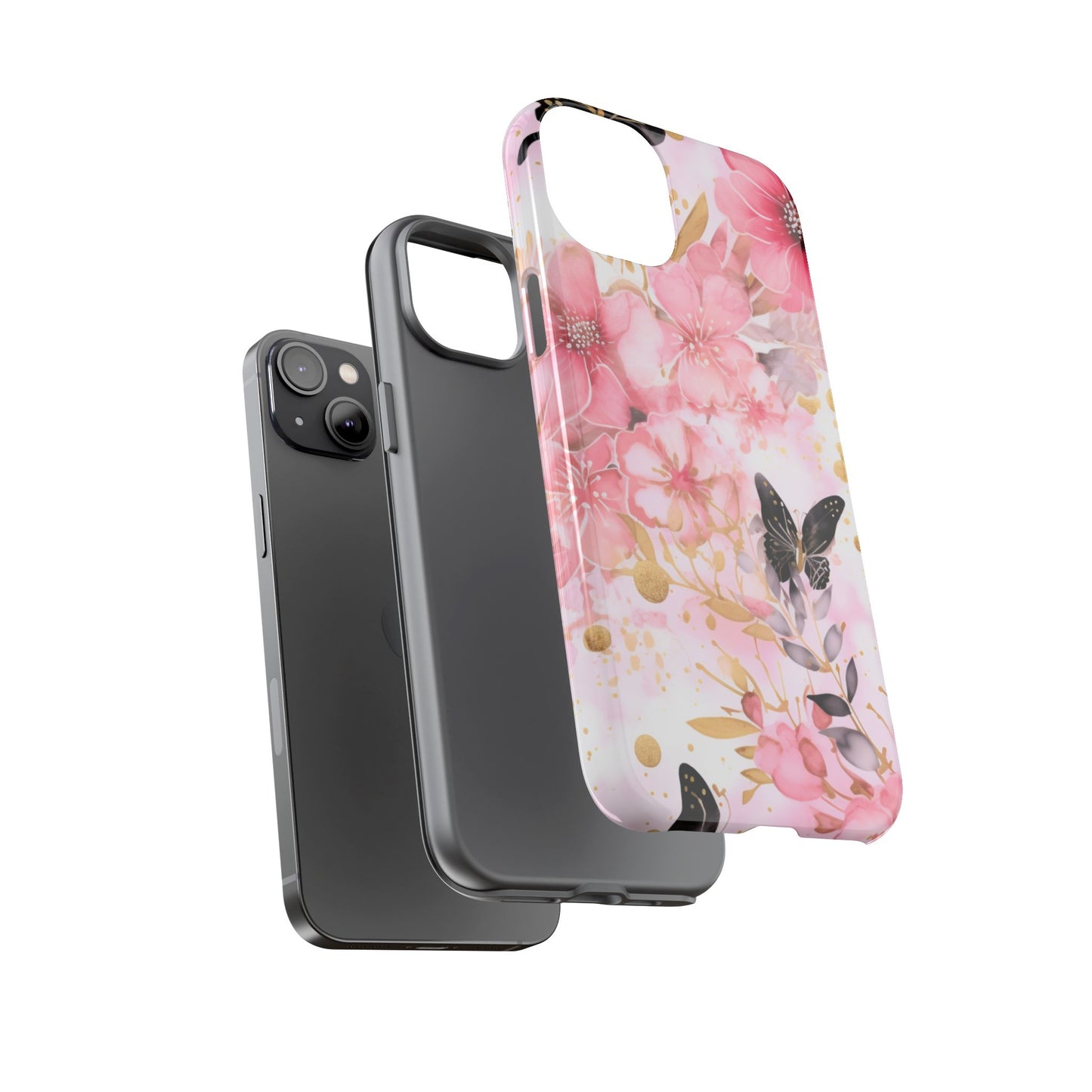 Pink Blossom & Gold Butterfly Mobile Case