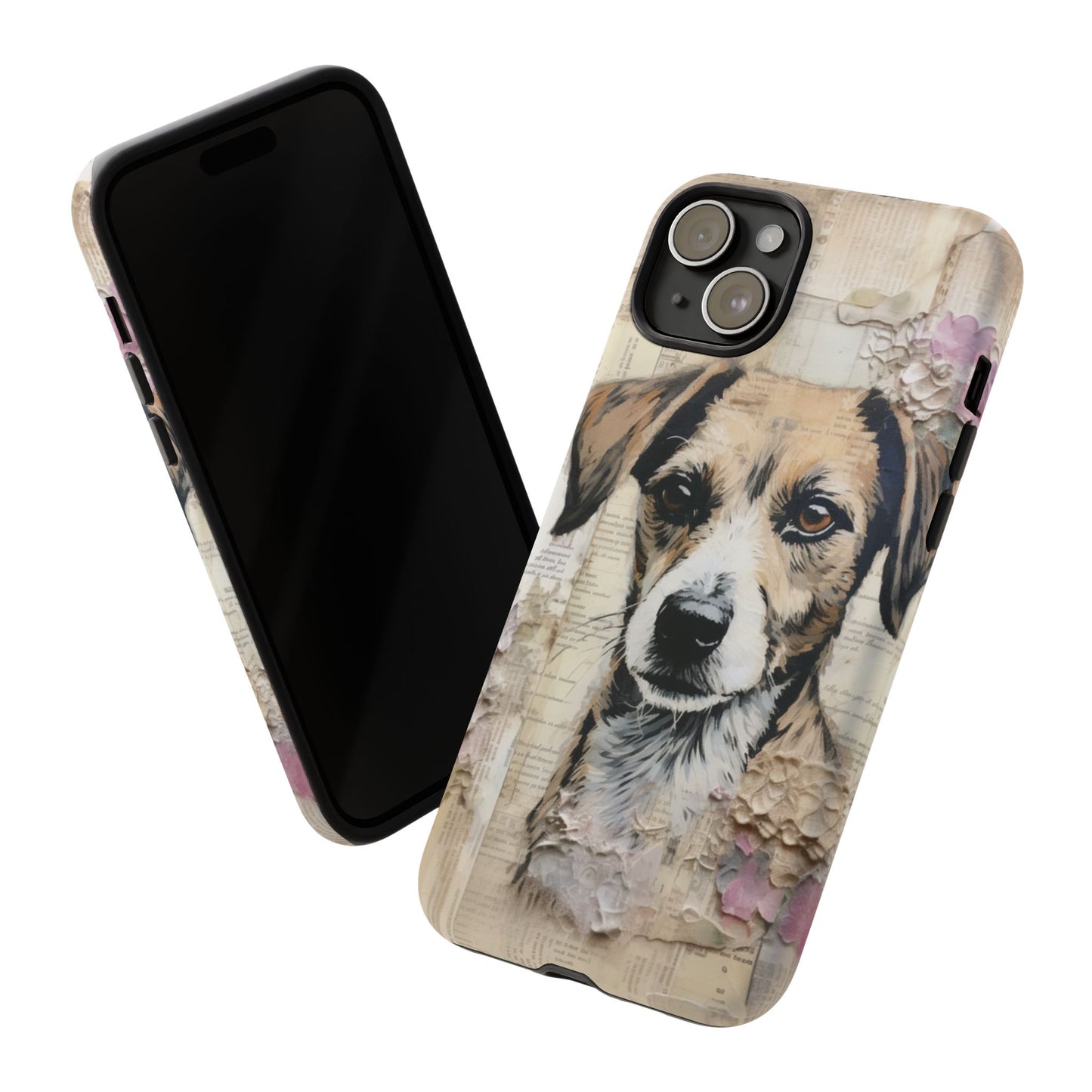 Vintage Collage Dog Portrait Mobile Cover – Artistic Mixed Media Design