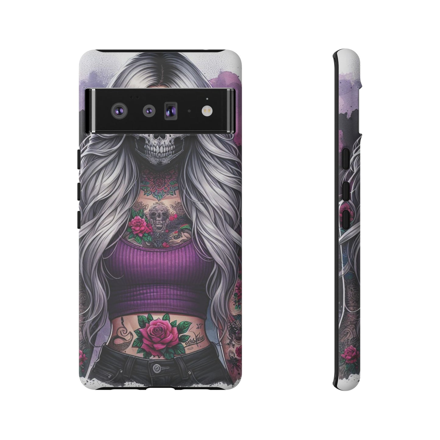 Rebel Rose – Gothic Skull Mask & Tattooed Warrior Mobile Cover