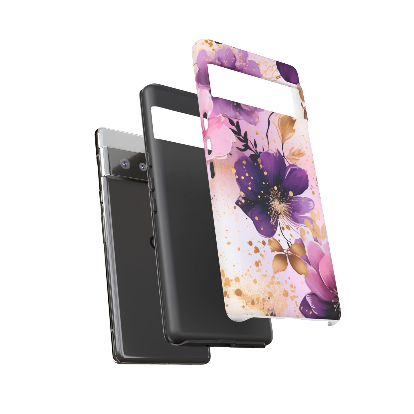 Luxury Purple & Gold Floral Aesthetic Mobile Case