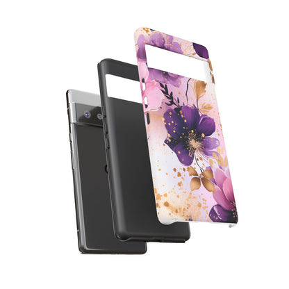 Luxury Purple & Gold Floral Aesthetic Mobile Case
