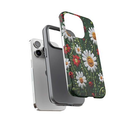 Knitted Pattern With Diamonds And Festive Motifs On Navy phone case design.