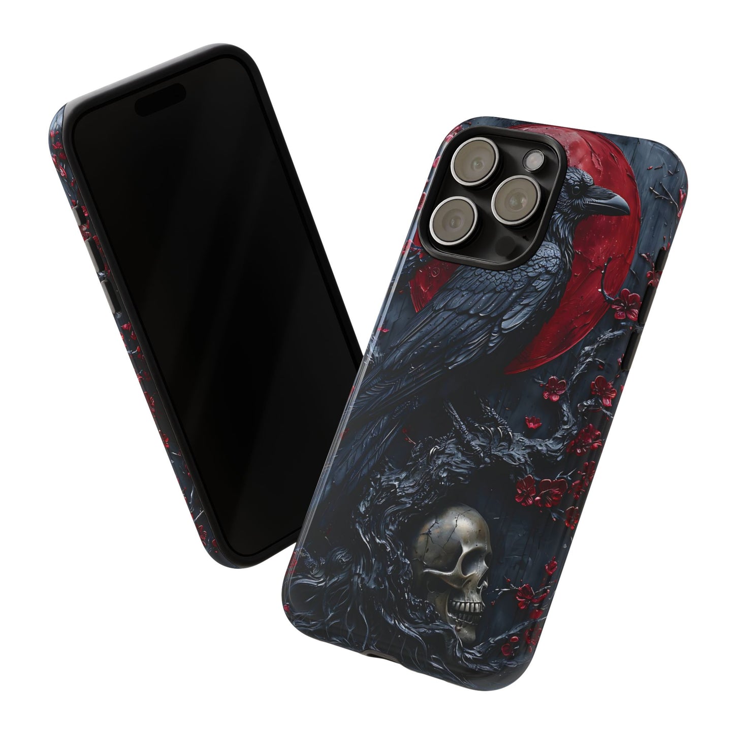Gothic Sculpture Of Raven On Charcoal Tree Branch phone case design