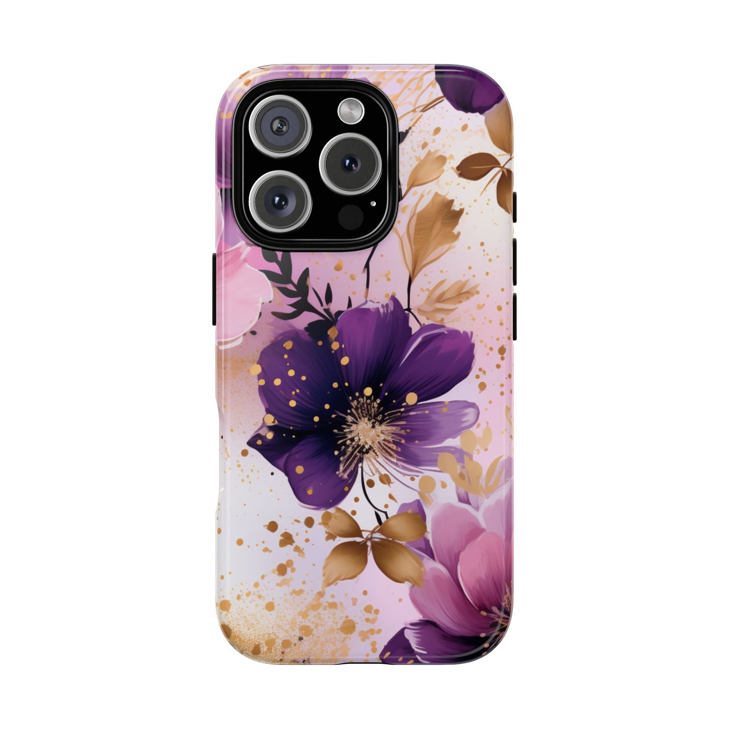 Luxury Purple & Gold Floral Aesthetic Mobile Case