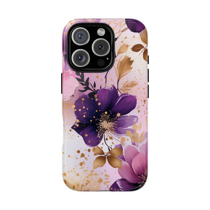 Luxury Purple & Gold Floral Aesthetic Mobile Case
