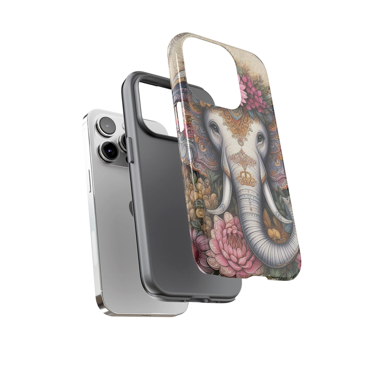 Elegant Floral Elephant Mobile Cover – Royal Mandala Art