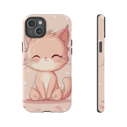 Kawaii Blush Kitty – Chibi Anime Cat Phone Case for iPhone, Samsung & Pixel