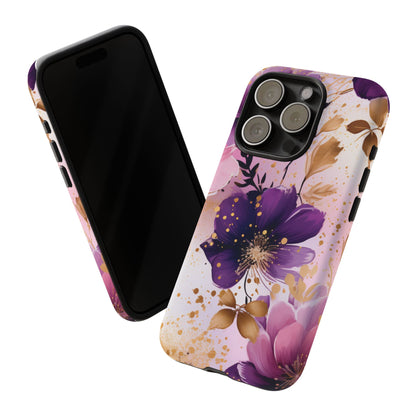 Luxury Purple & Gold Floral Aesthetic Mobile Case