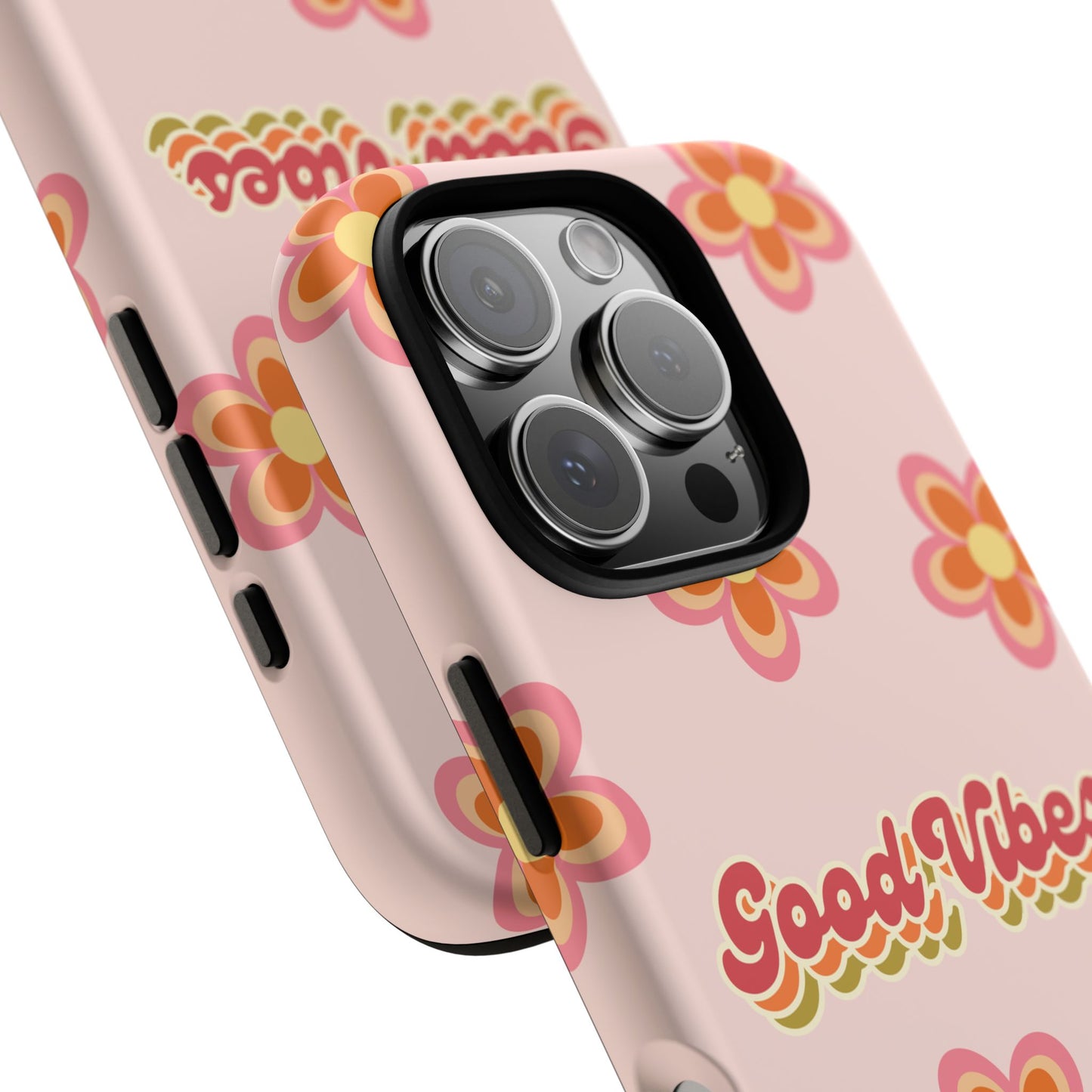 Retro Floral "Good Vibes" Phone Case – Vintage Aesthetic for iPhone, Samsung & Google Pixel