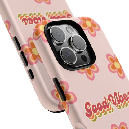 Retro Floral "Good Vibes" Phone Case – Vintage Aesthetic for iPhone, Samsung & Google Pixel