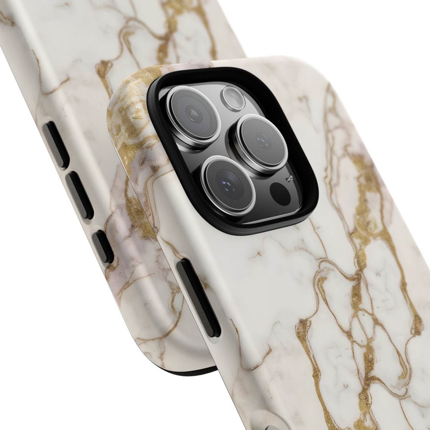 Elegant White and Gold Marble Case Design