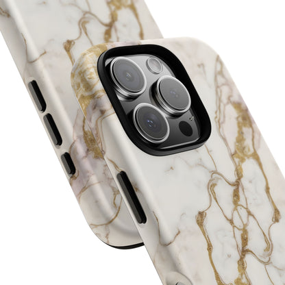 Elegant White and Gold Marble Case Design