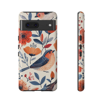 Floral Bird Phone Case - Elegant Nature-Inspired Cover for iPhone, Samsung & Google Pixel