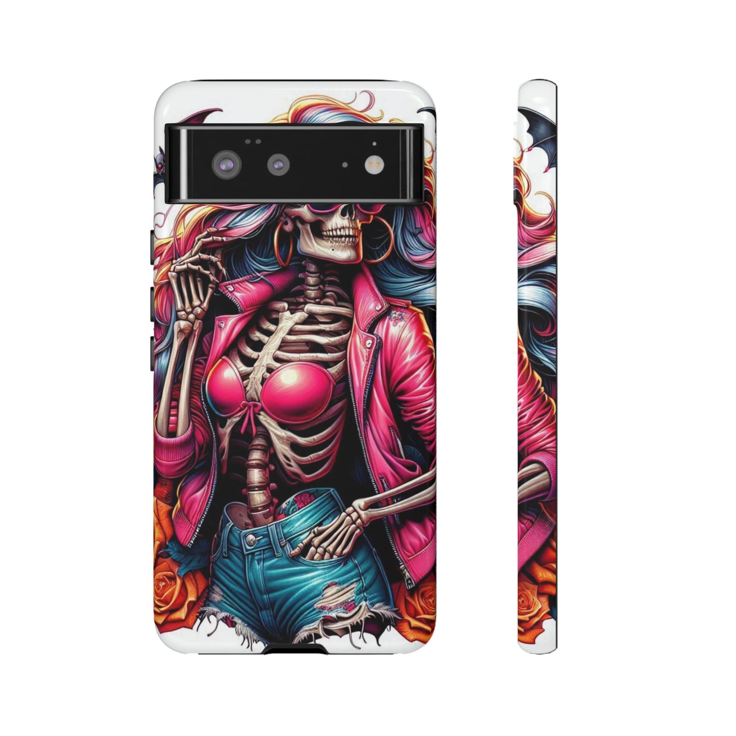 Neon Bones – Retro Skeleton & Vibrant Punk Aesthetic Mobile Cover