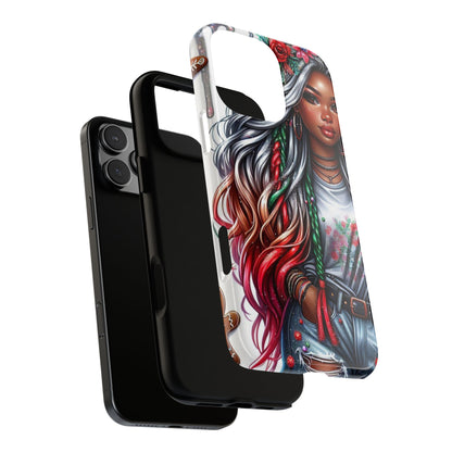 Festive Boho Queen – Holiday Glow & Candy Cane Braids Mobile Cover